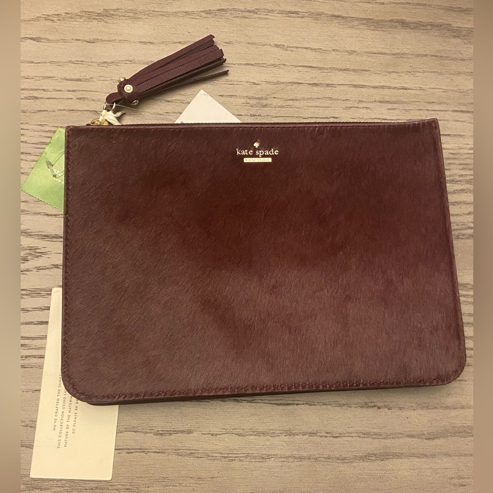 Kate Spade Plum Calfskin Clutch Bag - Picture 1 of 10